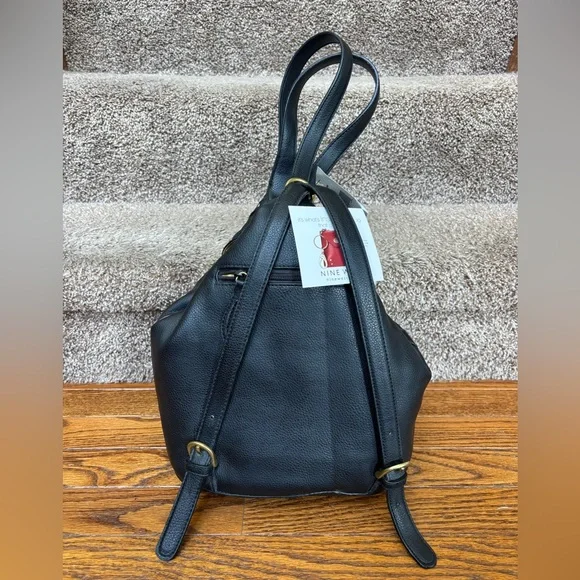 9 West Black Studded Leather Sling Bag - Picture 3 of 7